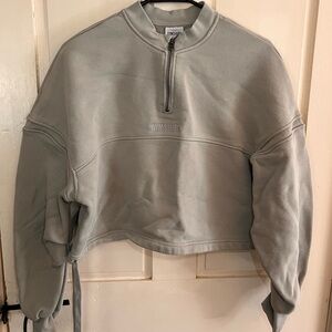 GymShark Cropped Crewneck Sweater in Stone color